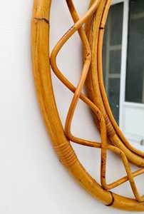 Vintage Style Rattan Wall <b>Mirror</b> Natural Bamboo Cane Decorative <b>Mirror</b> for Boho Home Interiors Decorative <b>Mirror</b> - Product Image 2