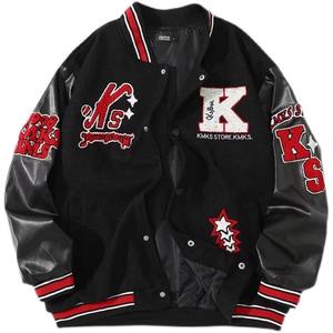 Rohzen Sports High Quality ODM OEM Customized Unisex Varsity Jacket Canvas Fabric Stand Collar <b>Drop</b> Shoulder Oversized - Product Image 1