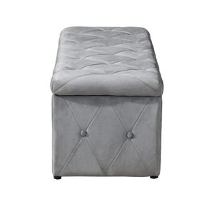 1 Otomana Rectangular de Almacenamiento de Terciopelo Corto Gris Claro con 2 Otomanas Adicionales - Product Image 3