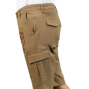 Shorts cargo kaki pour homme, taille mi-haute, en coton, style bermuda, décontractés, avec plusieurs poches, tissu respirant - Product Image 3