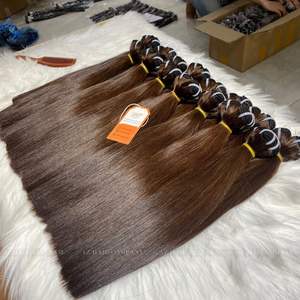 Extensions de cheveux humains Remy, mèches lisses brunes de 14 pouces, prêtes à être expédiées, fournisseurs de cheveux humains - Product Image 1