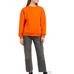 Sudadera de Cuello Redondo Naranja para Mujer, Manga Larga, Color Sólido, Tejido de Algodón, Ropa de Otoño - Product Image 2