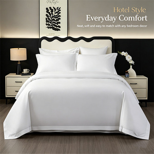 Ensemble de housse de couette en coton satiné de luxe <span class=keywords><strong>80x80</strong></span> pour lit king-size, 4 pièces, ultra doux, blanc uni, 5 étoiles - Product Image 4