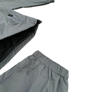 Solid Grey Full Zip Windbreaker Tracksuit Hooded <b>Jacket</b> Jogger Pants Men Athletic Sportswear Lightweight Outdoor Wholesale Set - Product Image 3
