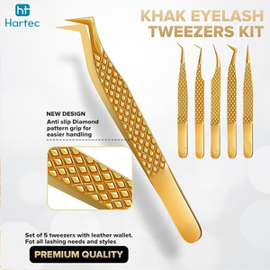 Gold-Plated High-Precision Premium Quality Wholesale Rate Stainless Steel Good Supplier Eyelash Extension and Volume Tweezers - Product Image 4