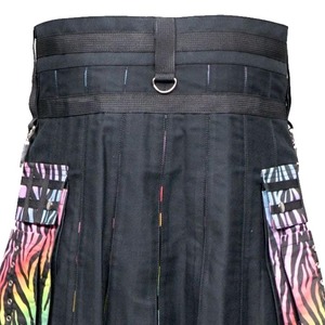 Faldas Kilts Híbridas de Material Sólido - Acrílico y Lana, Corte Regular con Frente Caído, Cintura Imperio, Color Negro, Estilo Casual, Lana Lavada - Product Image 6