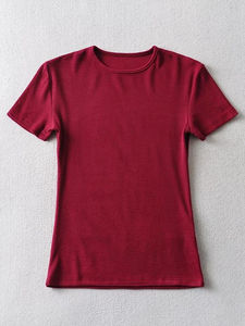 Camiseta de Algodón para Mujer al por Mayor, Informal, Básica, Lisa, con Logotipo Personalizado, Fabricante OEM ODM, Tendencia 2026 - Product Image 1