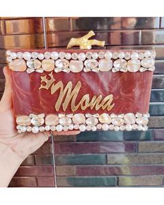 Pochette en résine acrylique avec perles et strass, sac de soirée élégant pour mariage, fête, voyage, capacité jusqu'à 1L - Product Image 5