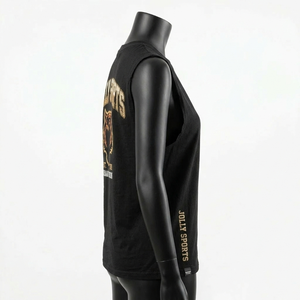 Camiseta sin mangas para mujer, de algodón jersey, negra, tela suave, ligera, con impresión de logotipo personalizado, camisetas de algodón sin mangas para mujer - Product Image 3