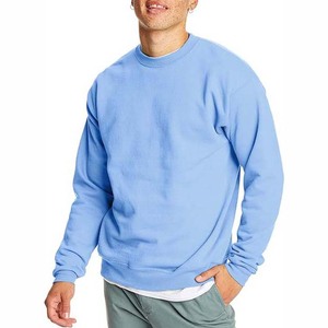 Sudadera de Cuello Redondo Azul Claro para Hombre, Corte Regular, Color Sólido, Algodón French Terry, Estilo Casual para Otoño, Precio Económico - Product Image 3