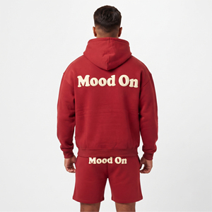 Men Puff Print Two Piece Sweat Short <b>Set</b> Casual Winter Wear Breathable 100% Cotton Drawstring Closure Loose Fit Men's <b>Twin</b> <b>Set</b> - Product Image 2