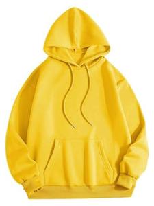 Sweat-shirt à capuche jaune personnalisé pour femme, en molleton de coton, coupe oversize, pull uni, coupe ample, haut décontracté à capuche pour femme, streetwear - Product Image 5