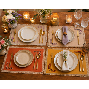 Set de table en coton imprimé de qualité supérieure avec franges |   Nappe de table décorative lavable pour la maison, l'hôtel et le restaurant - Product Image 6