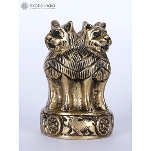Emblème national de l'Inde en métal de luxe fait à la main de 3 pouces pour la décoration de table et accessoire de maison Lavable Fabriqué en Inde - Product Image 2