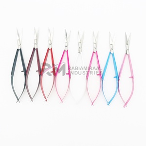 RMI Professional Beauty Sharp All Colors Tijeras de resorte con recubrimiento en polvo Tijeras de cejas de resorte recto con etiqueta privada - Product Image 1