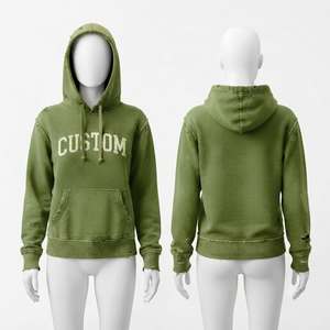 Sweat-shirt à capuche personnalisé en coton vert avec poche, design unisexe, vêtement décontracté pour l'automne - Product Image 1