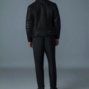 Chaqueta de Motociclista de Cuero 100% Negra para Hombre, Cierre de Cremallera, Diseño Ajustado, Patrón Sólido, Moda Urbana, Servicio OEM - Product Image 5