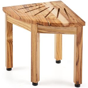 Banc de douche en bois de teck avec hauteur de 12,4 po, rayon de 11,5 po, capacité de charge de 300 lb, étagère de rangement pour douche - Product Image 1