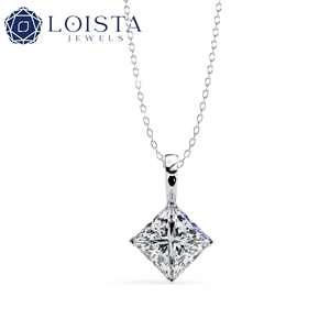 LOISTA สร้อยคอจี้เพชรทรงเจ้าหญิง แพลตตินั่มคลาสสิค เครื่องประดับหมั้นสำหรับผู้หญิงที่ได้รับการรับรองจาก GIA - Product Image 2