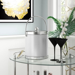 Stainless Steel Insulated Ice <b>Bucket</b> <b>with</b> <b>Lid</b> and Handle Round Beverage Cooler Tub - Product Image 3