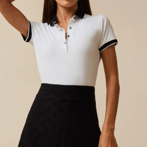 Breathable <b>Polos</b> OEM Wholesale <b>Women's</b> <b>Polo</b> Shirts Must Have Crop <b>Top</b> Black Round Sleeve <b>Women's</b> <b>Polo</b> T Shirts Cotton Made - Product Image 3