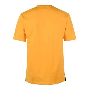 Camiseta de Manga Corta para Hombre, Color Sólido, Cuello Redondo, Tejido de Punto, Corte Regular, Ribete en Contraste, Estilo Casual, Amarillo - Product Image 3