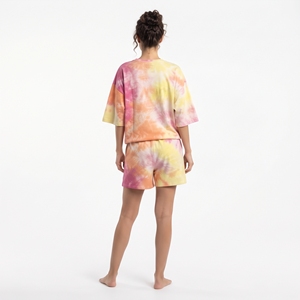 Conjunto de dos piezas estilo streetwear, top holgado de manga corta con hombros caídos y pantalones cortos a juego, atuendo personalizado de primavera para mujer - Product Image 2