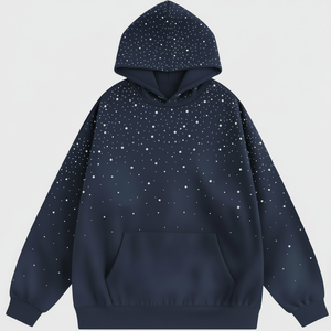 Sweat à capuche personnalisé avec strass, unisexe, de haute qualité, en molleton de coton, à motif de points, style streetwear - Product Image 1