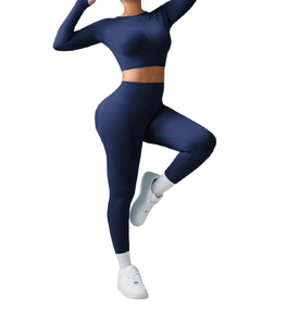 Conjunto Deportivo de Cintura Alta para Mujer, Leggings y Sujetador Deportivo Ligeros con Cintura Elástica, Talla Grande, para Yoga, Absorbe la Humedad, Ropa de Gimnasio, Conjunto de 2 Piezas - Product Image 1