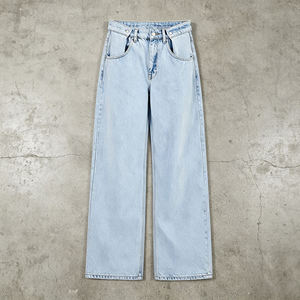 Jeans de Mezclilla Azul Vintage Premium Personalizados, Transpirables, de Secado Rápido, Cintura Media, Corte Regular, Bordado Casual, OEM ODM - Product Image 3