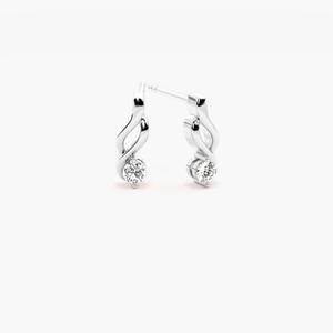 Boucles d'oreilles pendantes torsadées en or massif 14 carats avec diamants synthétiques de laboratoire, plaquées rhodium, élégantes et luxueuses, cadeau idéal pour un anniversaire de mariage - Product Image 1