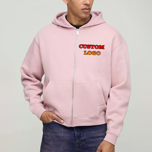 Custom Full Zip Hoodie Heavyweight Cotton Fleece Sweatshirt Solid Color Relaxed Fit Hooded Jacket Custom Logo Zip Up Hoodie - Product Image 1