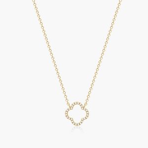 0.08CT Lab Grown Diamond IGI Certified Clover <b>Necklace</b> 10KT Gold Luxury Lucky Charm Pendant Minimal Dainty Jewelry Gift OEM ODM - Product Image 5