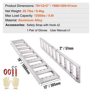 Rampe de chargement portable en alliage d'aluminium de 1250 lb pour motos, VTT, camions, tondeuses à gazon – Nouvelle rampe droite avec bandes de chargement - Product Image 4