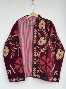 Handcrafted Vintage Floral Embroidered Suzani <b>Jacket</b> Boho Open Front Eco-Friendly Breathable Autumn <b>Velvet</b> Plus Size High - Product Image 2