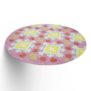 Tapis rond en laine tufté à la main, motif Paisley, rose pastel, tapis de designer avec envers en latex pour salon - Product Image 6