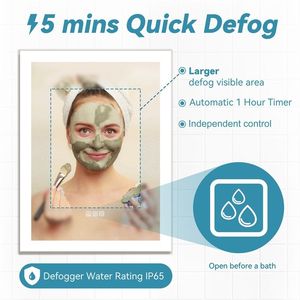 Specchietto da bagno LED da 48 \ "X 36 \" a parete con luce frontale luminosa da 5 minuti per sbrinare i colori a riflessione 3 HD - Product Image 4