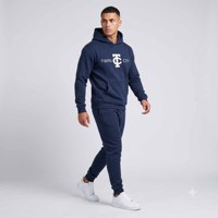 Setelan Training Pria Warna Solid Kustom dengan Hoodie dan Celana Panjang Bahan Fleece, Pakaian Santai Musim Dingin Ramah Lingkungan 100% Katun