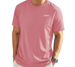 Camiseta de algodón azul marino para hombre, manga corta, cuello redondo, lisa, con logo personalizado, informal, estilo urbano. - Product Image 5