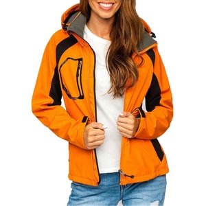Women's Orange Hooded Fleece Jacket Windproof Zip Up Outdoor <b>Coat</b> for Hiking Autumn Winter Wear Women Softshell Jacket - Product Image 1