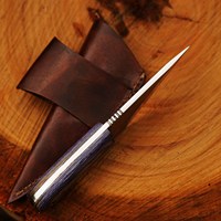 Couteau Kiridashi en acier carbone Nordic Forge, manche en bois, lame pleine longueur, couteau EDC avec étui en cuir, couteaux faits main sur mesure
