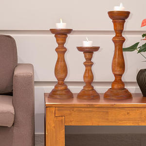 Candelabros de madera Calidad Premium para decoración del hogar y la Iglesia Juego de 3 candelabros de madera de mango para vendedores en línea MOQ bajo - Product Image 6