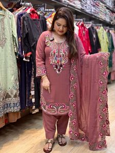 InCotton.M Women Ethnic Party Wear Pure Heavy Crepe Embroidery Thread Work Top Farshi Bottom Crepe Dupatta Quick Dry Sun - Product Image 1