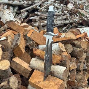 Couteau Bowie artisanal en acier 3Cr12, couteau de chasse 13 pouces avec manche en bois Pakka et étui en cuir - Product Image 4