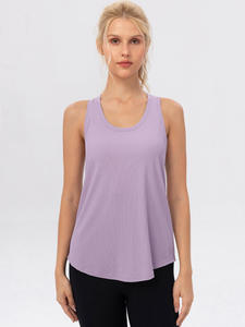 Camiseta sin mangas acanalada para mujer, cuello redondo, color liso, transpirable, ajuste holgado, para todas las estaciones, naranja, poliéster - Product Image 4