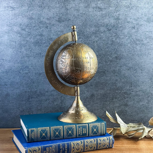 Globe de bureau vintage en laiton, carte du monde gravée, style céleste, ornement de table, décoration classique pour bureau, bibliothèque, salle d'étude, voyage - Product Image 3