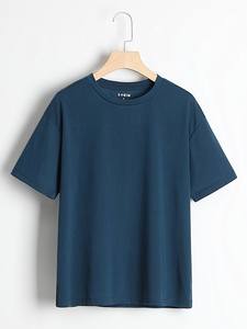 Men's <b>White</b> O-Neck <b>Short</b> <b>Sleeve</b> Cotton T-<b>Shirt</b> Regular Fit Solid Color Casual Jersey Knit Blank Top - Product Image 3