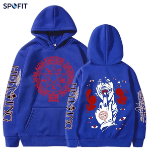 SPOFIT Sweat à capuche gothique Hellsing pour homme, noir, imprimé par sublimation, coupe classique, streetwear automne, design anime manga, logo avant - Product Image 3