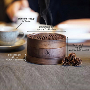 Brûleur à Bakhoor Rond en Bois Moderne, Support d'Encens Arabe Oud Multi-Niveaux avec Couvercle Supérieur Sculpté à Fentes pour l'Encens - Product Image 3