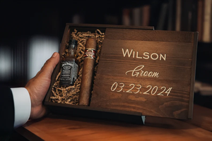 Custom Wooden Wine Bottle Gift <b>Box</b> Single Bottle Whiskey <b>Storage</b> Case with Rope Handle and Personalized Engraving - Product Image 6